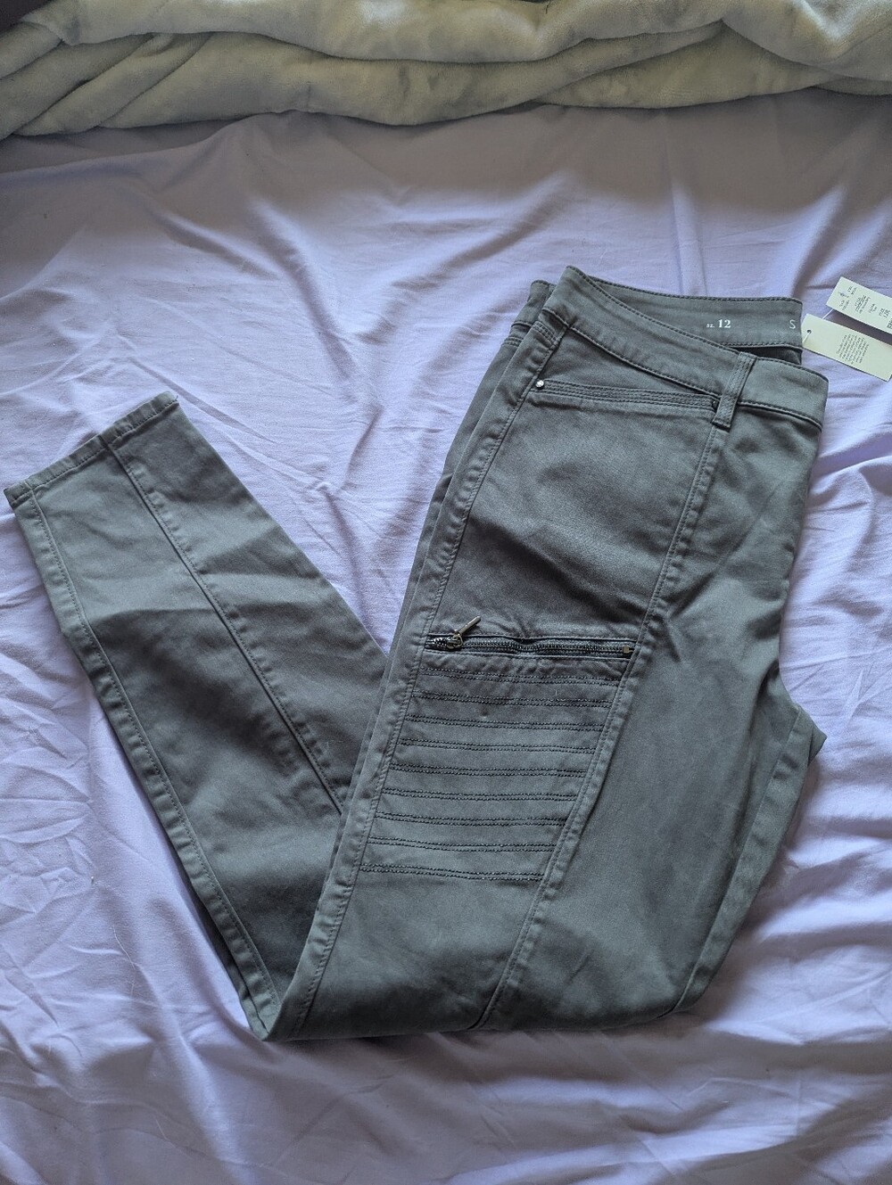 White House Black Market Women's Gray Skinny Moto Jeans